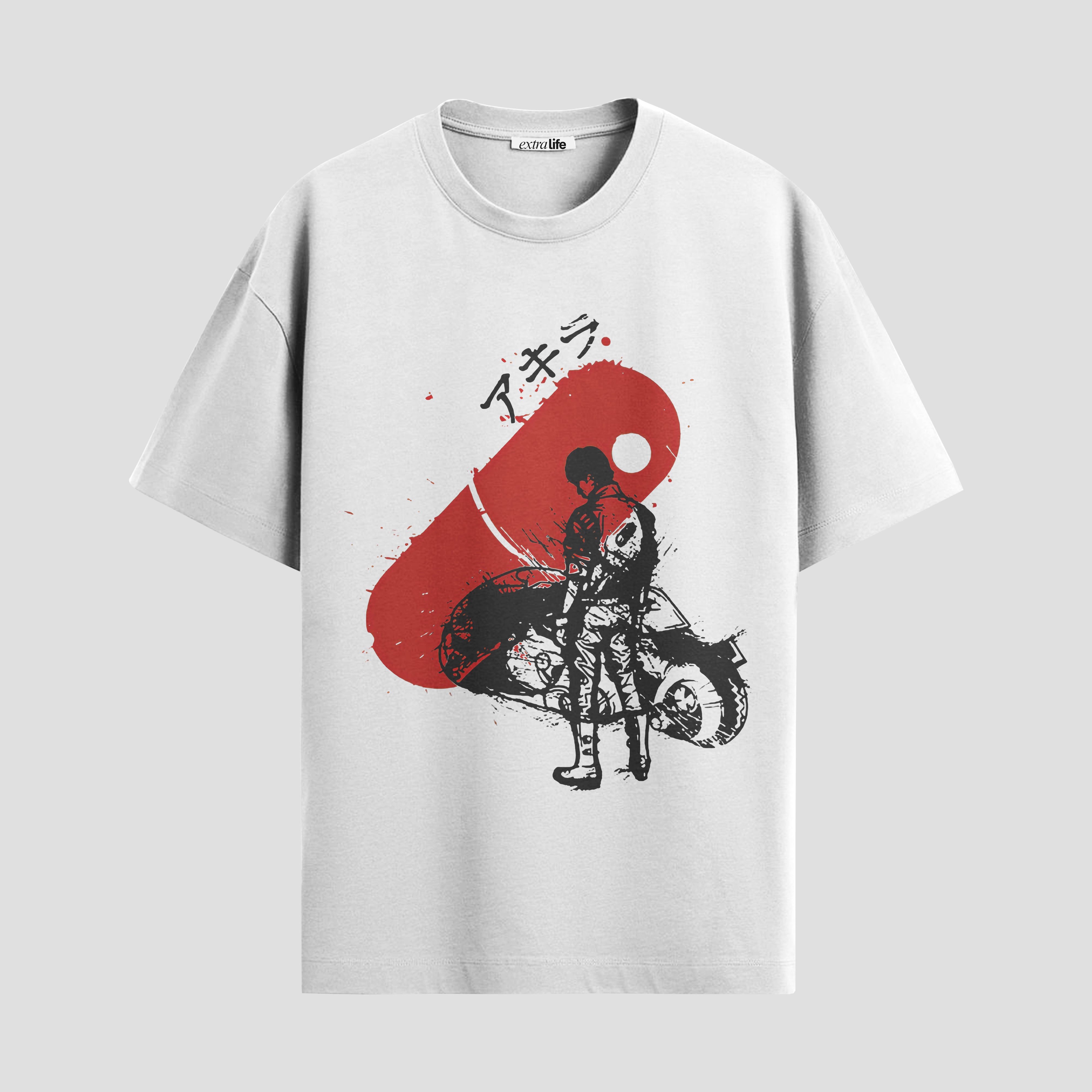 Playera urbana de anime y gaming ExtraLife MX, corte Standard Fit unisex ligero y transpirable en color Deep Black y Pure White, ropa de uso diario para gym y casual.