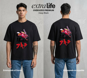 Neo Tokyo | Distopía Neón #04701 - Playera Oversized Premium | Deep Black - Foto en modelo