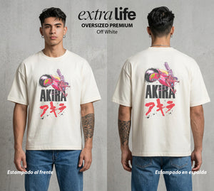 Neo Tokyo | Distopía Neón #04701 - Playera Oversized Premium | Off White - Foto en modelo