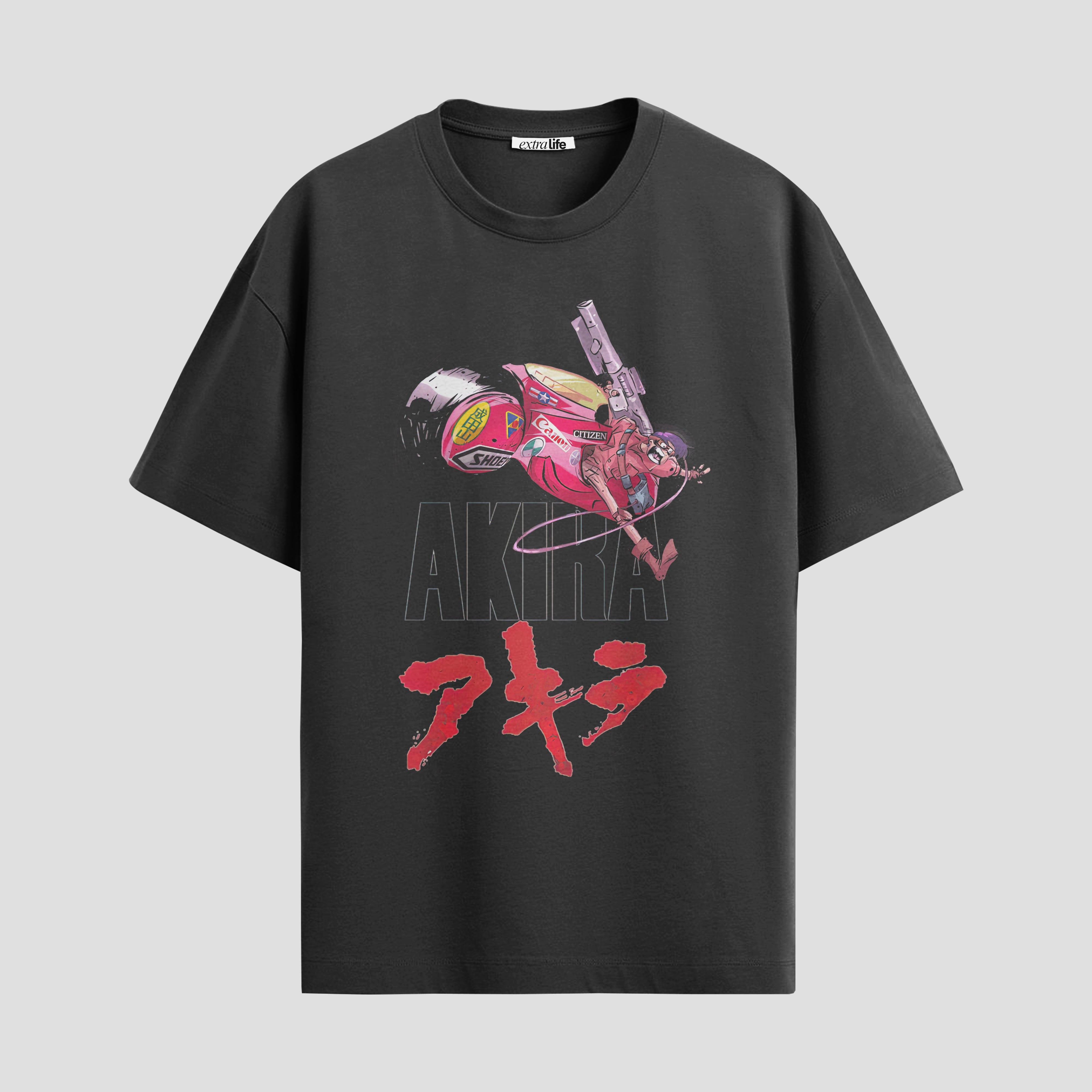 Playera urbana de anime y gaming ExtraLife MX, corte Standard Fit unisex ligero y transpirable en color Deep Black y Pure White, ropa de uso diario para gym y casual.