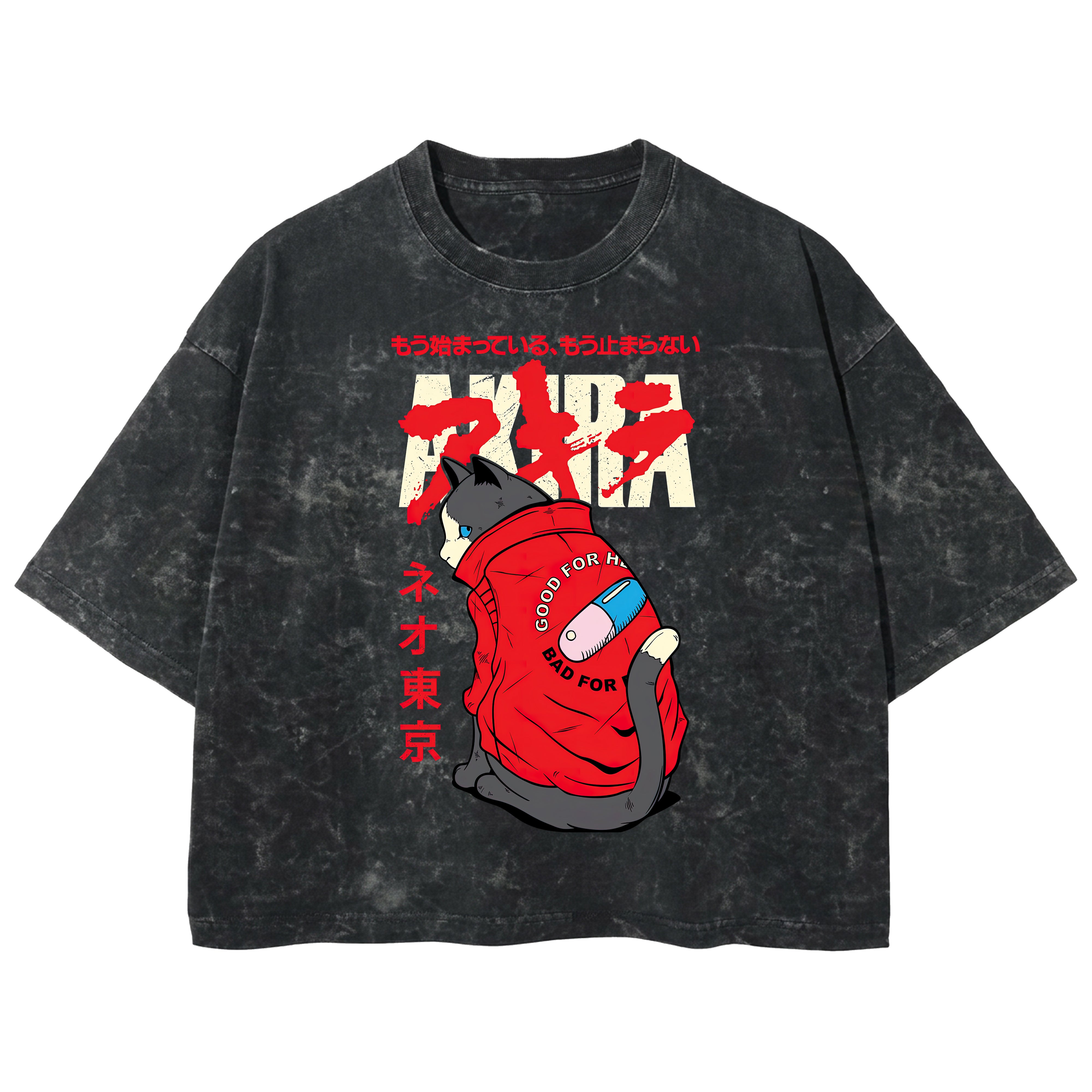 Playera streetwear premium de anime y gaming ExtraLife MX, corte boxy deluxe mineral wash heavyweight en color Acid Wash, moda urbana mexicana de culto.