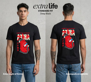 Neo Tokyo | El Gato del Poder #04702 - Playera Standard Fit | Deep Black - Foto en modelo