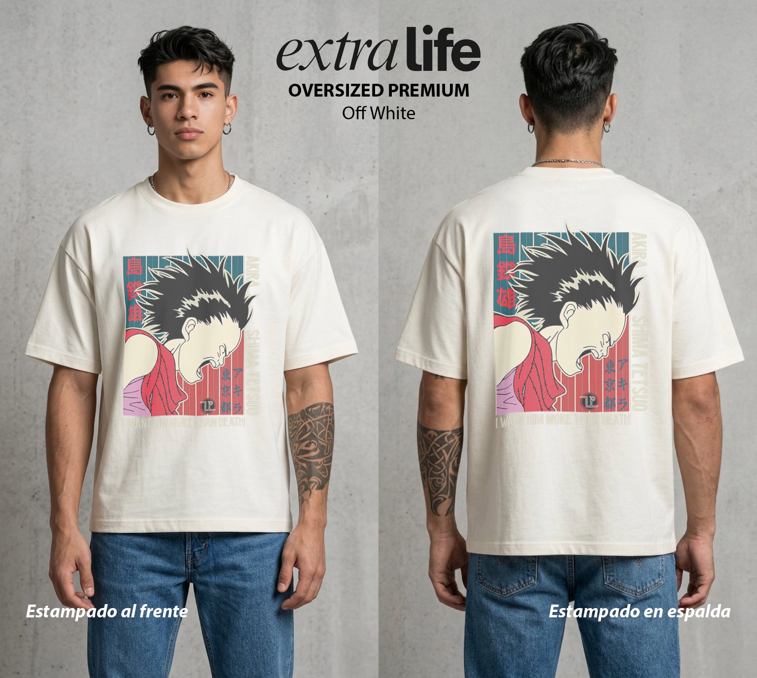 Neo Tokyo | Amigo Traicionado #04703 - Playera Oversized Premium | Off White - Foto en modelo