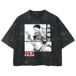 Playera streetwear premium de anime y gaming ExtraLife MX, corte boxy deluxe mineral wash heavyweight en color Acid Wash, moda urbana mexicana de culto.