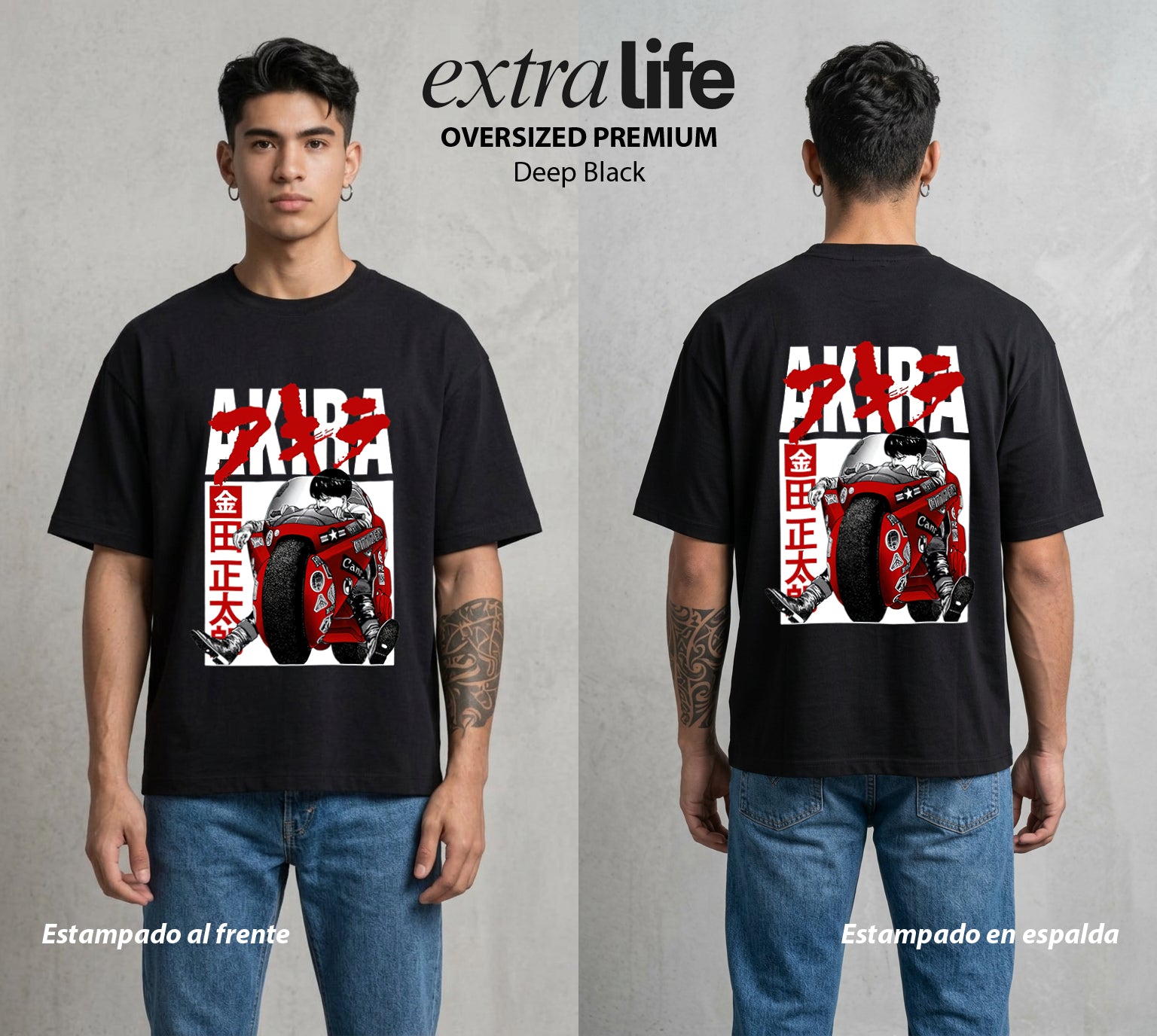 Neo Tokyo | Leyenda de las Ruinas #04705 - Playera Oversized Premium | Deep Black - Foto en modelo