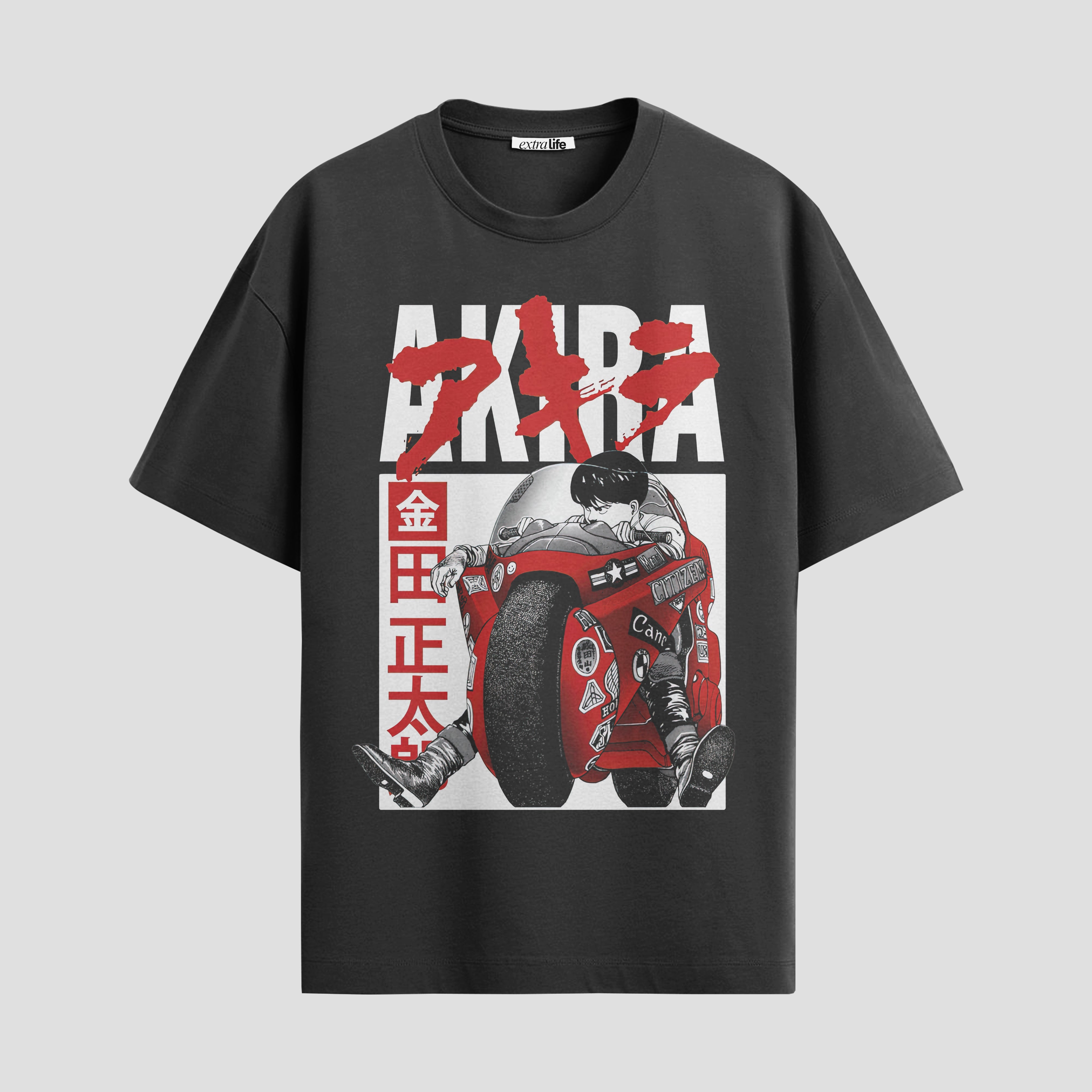 Playera urbana de anime y gaming ExtraLife MX, corte Standard Fit unisex ligero y transpirable en color Deep Black y Pure White, ropa de uso diario para gym y casual.