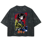 Playera streetwear premium de anime y gaming ExtraLife MX, corte boxy deluxe mineral wash heavyweight en color Acid Wash, moda urbana mexicana de culto.