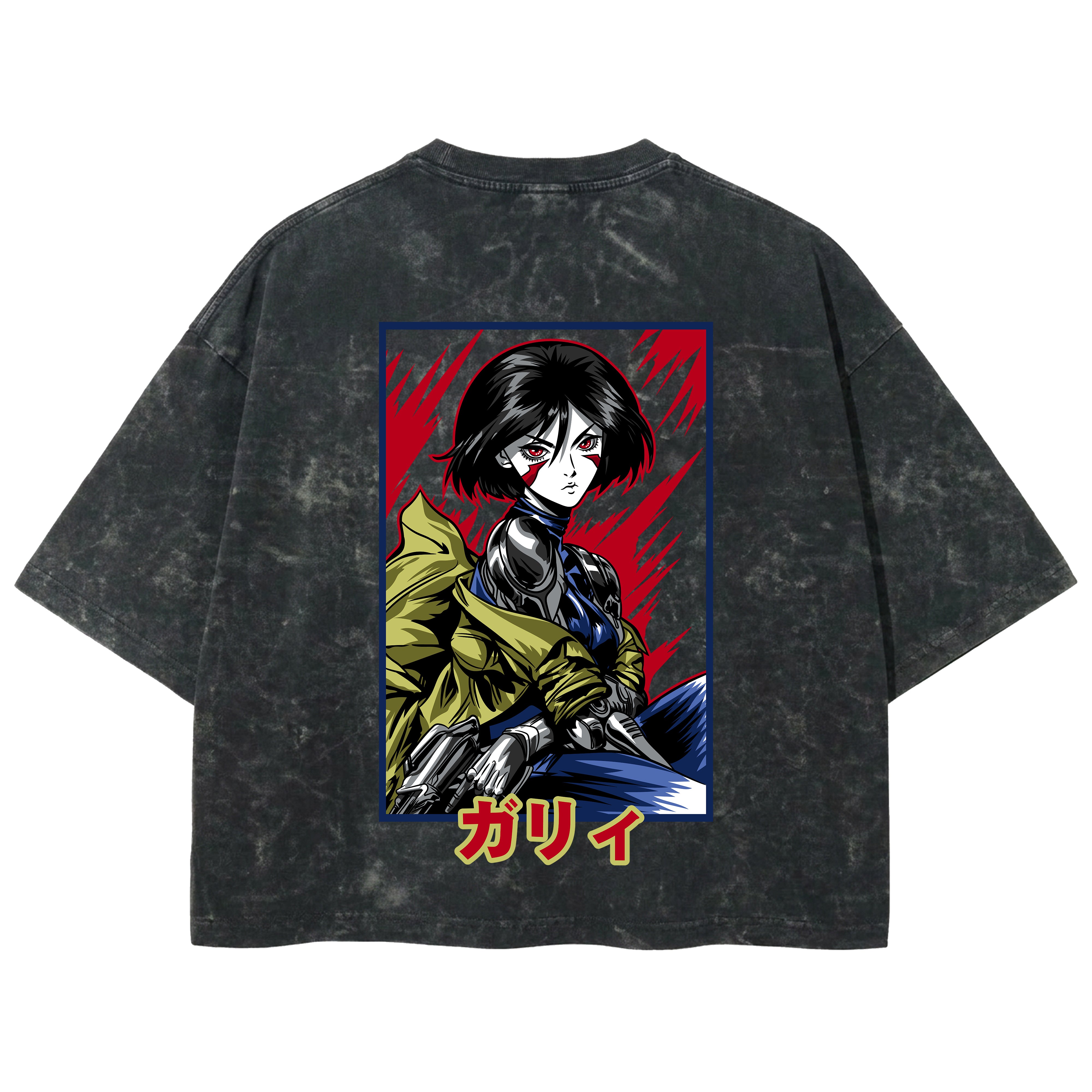 Playera streetwear premium de anime y gaming ExtraLife MX, corte boxy deluxe mineral wash heavyweight en color Acid Wash, moda urbana mexicana de culto.