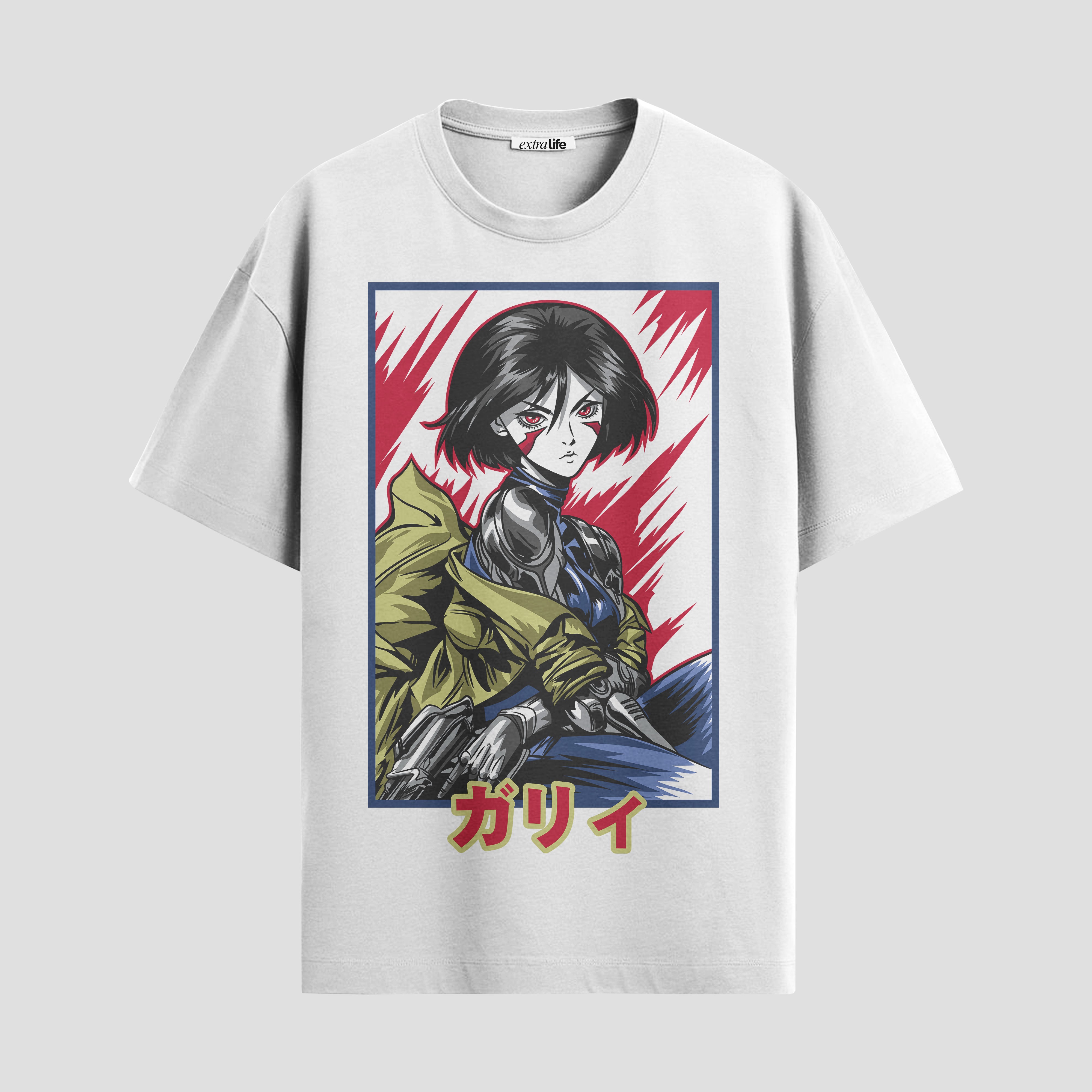 Playera urbana de anime y gaming ExtraLife MX, corte Standard Fit unisex ligero y transpirable en color Deep Black y Pure White, ropa de uso diario para gym y casual.