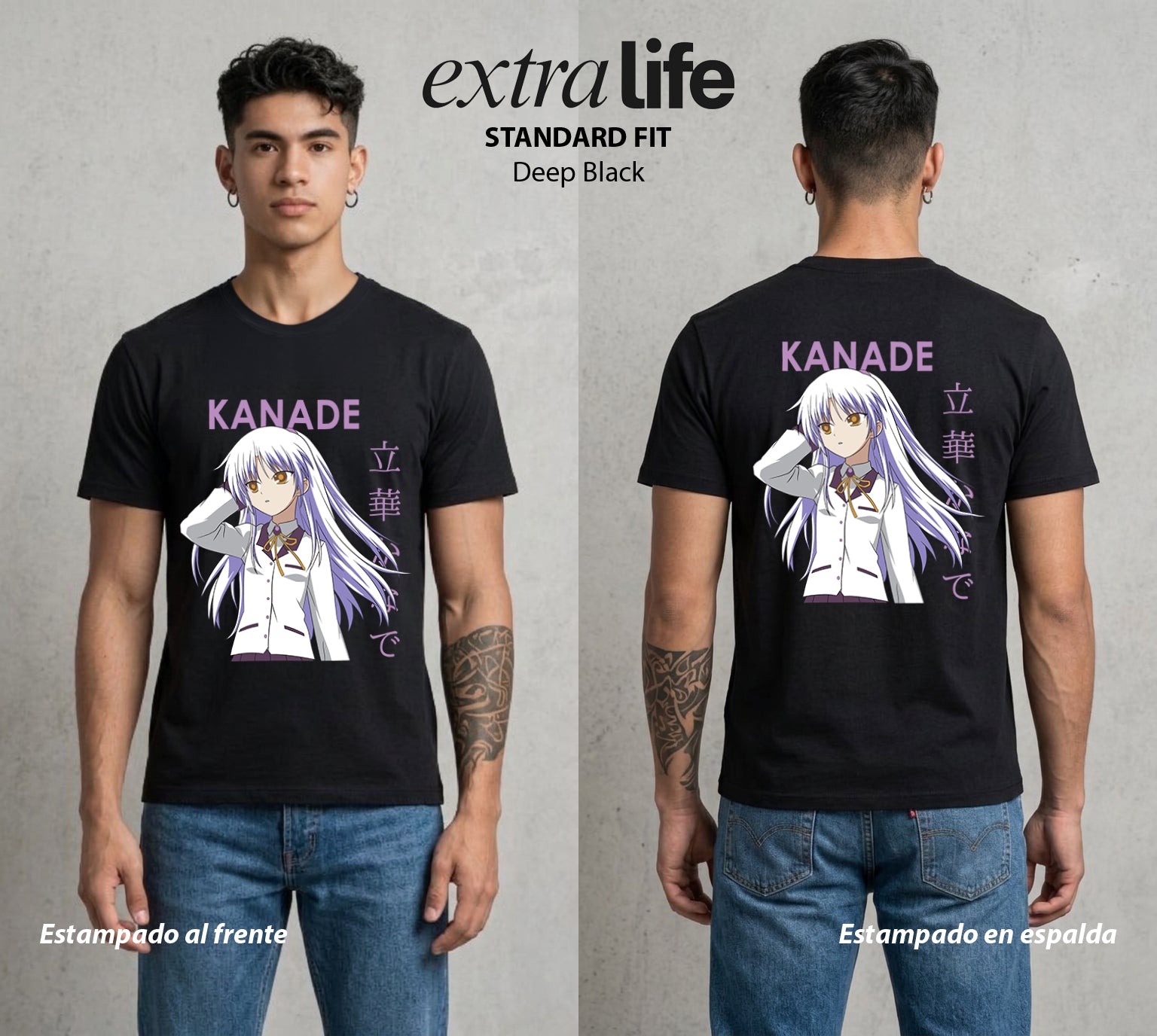 Después de la Vida | Ángel de las Almas #04707 - Playera Standard Fit | Deep Black - Foto en modelo