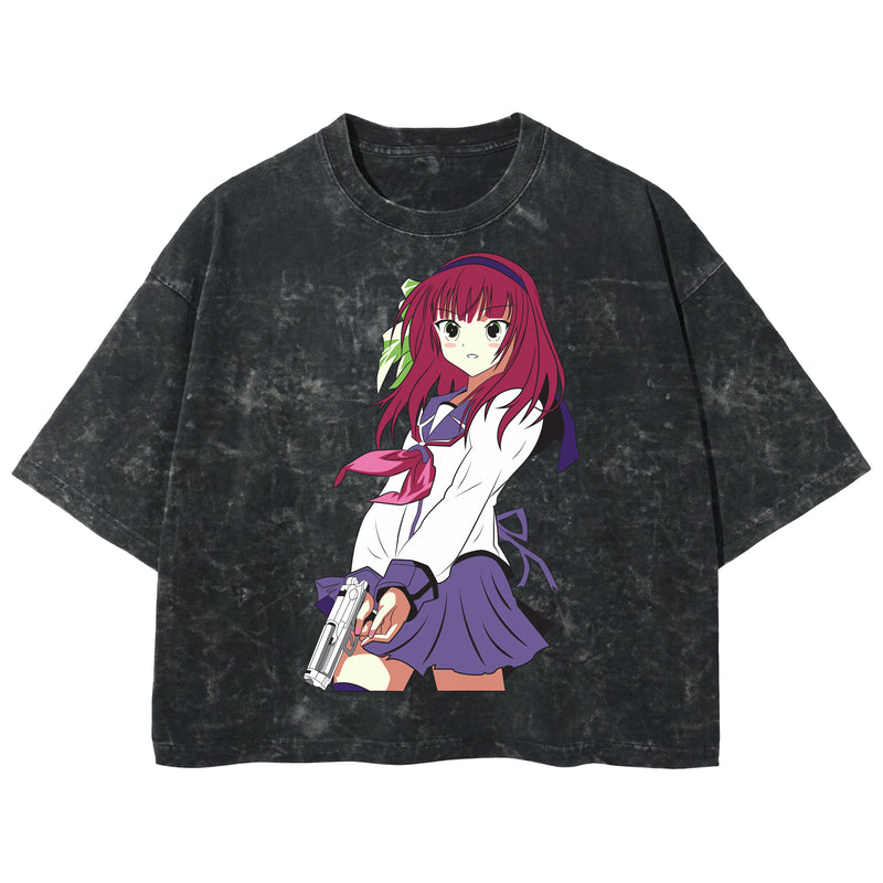 Playera streetwear premium de anime y gaming ExtraLife MX, corte boxy deluxe mineral wash heavyweight en color Acid Wash, moda urbana mexicana de culto.