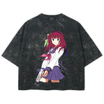 Playera streetwear premium de anime y gaming ExtraLife MX, corte boxy deluxe mineral wash heavyweight en color Acid Wash, moda urbana mexicana de culto.