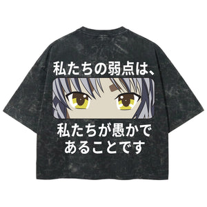 Playera streetwear premium de anime y gaming ExtraLife MX, corte boxy deluxe mineral wash heavyweight en color Acid Wash, moda urbana mexicana de culto.