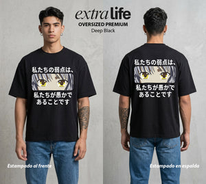 Después de la Vida | Alma en Tránsito #04709 - Playera Oversized Premium | Deep Black - Foto en modelo