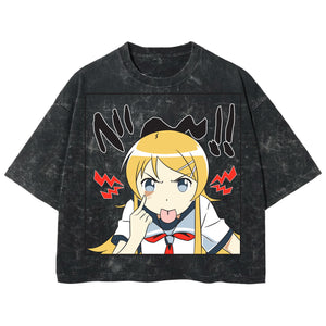 Playera streetwear premium de anime y gaming ExtraLife MX, corte boxy deluxe mineral wash heavyweight en color Acid Wash, moda urbana mexicana de culto.