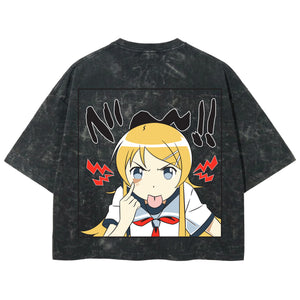 Playera streetwear premium de anime y gaming ExtraLife MX, corte boxy deluxe mineral wash heavyweight en color Acid Wash, moda urbana mexicana de culto.