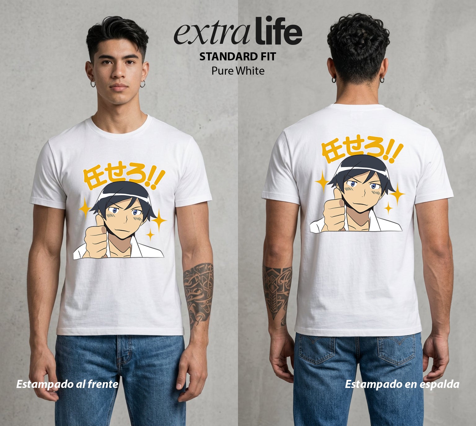 Después de la Vida | Guerreros del Limbo #04713 - Playera Standard Fit | Pure White - Foto en modelo