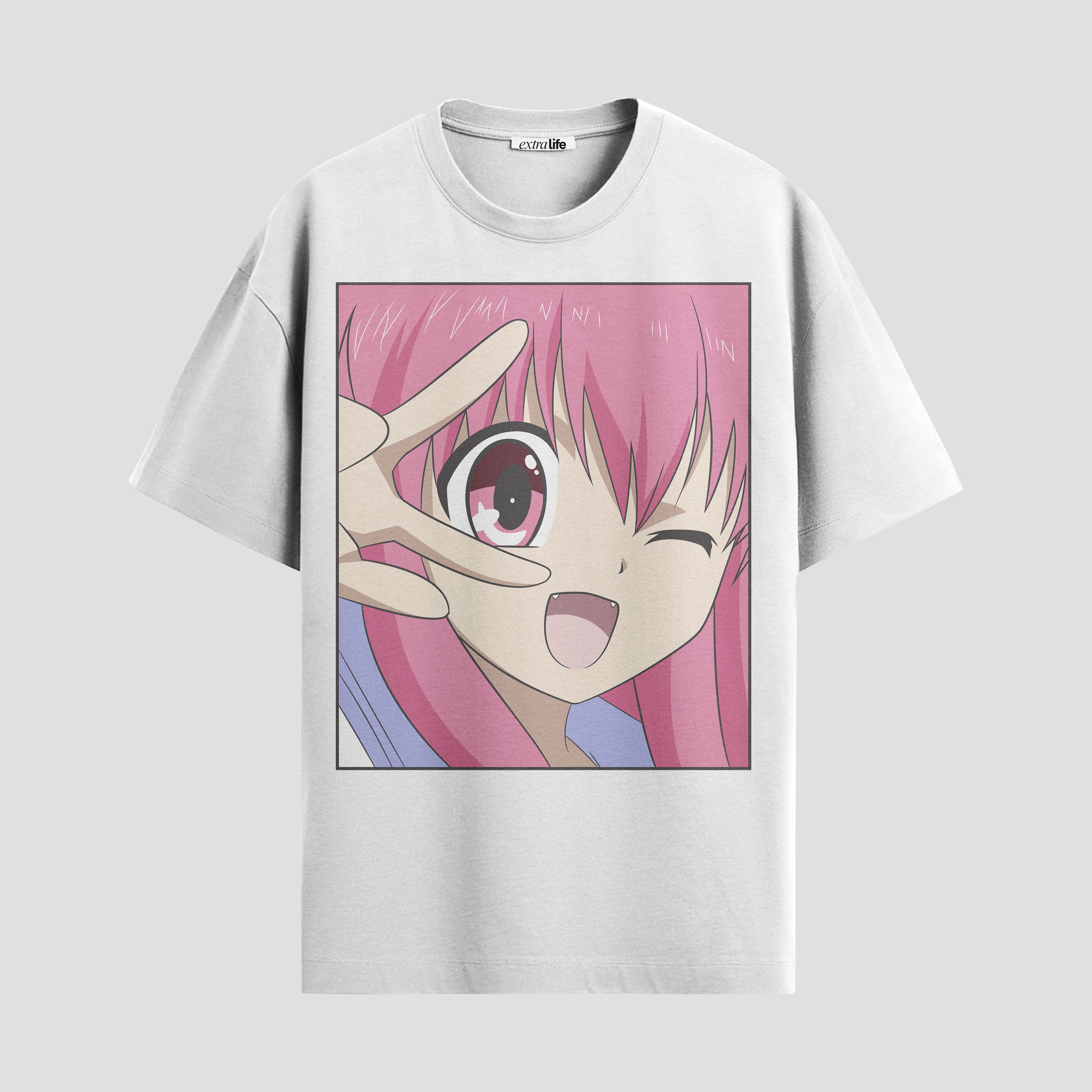Playera urbana de anime y gaming ExtraLife MX, corte Standard Fit unisex ligero y transpirable en color Deep Black y Pure White, ropa de uso diario para gym y casual.
