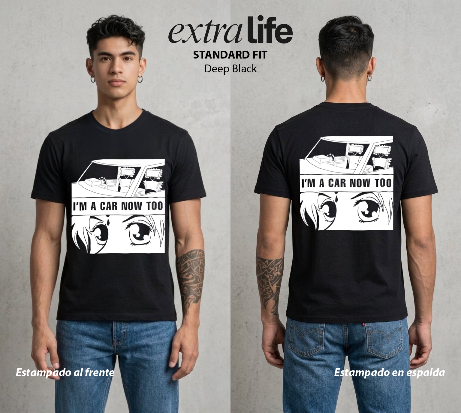 Después de la Vida | Frente del Alma #04715 - Playera Standard Fit | Deep Black - Foto en modelo