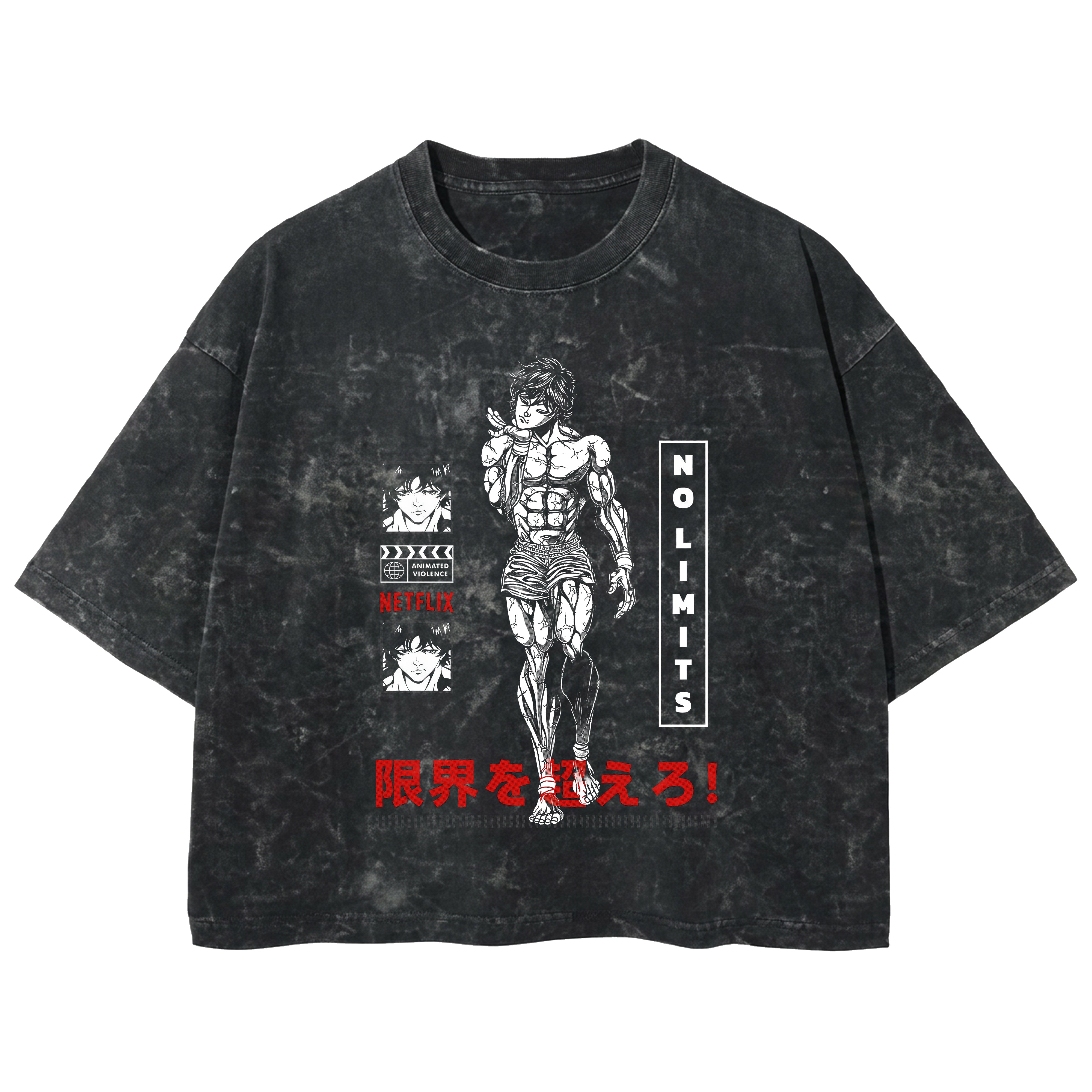 Playera streetwear premium de anime y gaming ExtraLife MX, corte boxy deluxe mineral wash heavyweight en color Acid Wash, moda urbana mexicana de culto.