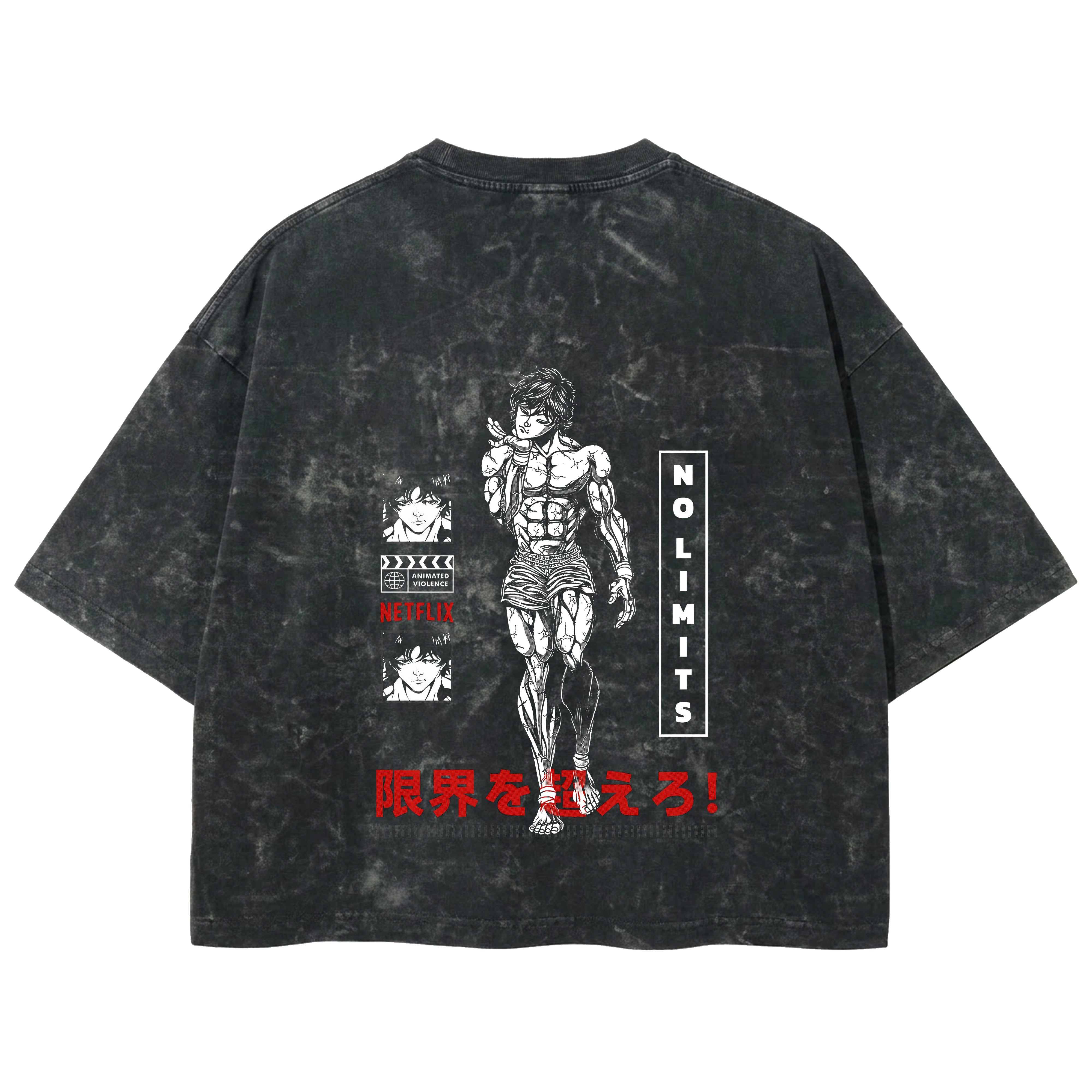 Playera streetwear premium de anime y gaming ExtraLife MX, corte boxy deluxe mineral wash heavyweight en color Acid Wash, moda urbana mexicana de culto.