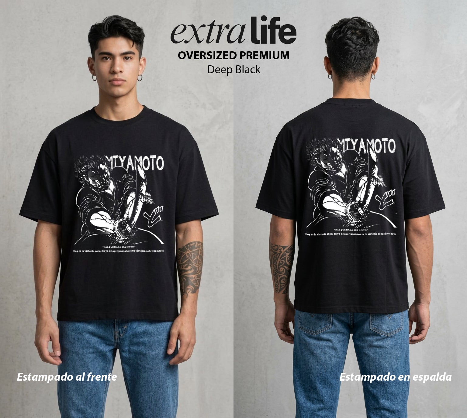 Los Combatientes del Submundo | Hijo del Ogro #04723 - Playera Oversized Premium | Deep Black - Foto en modelo