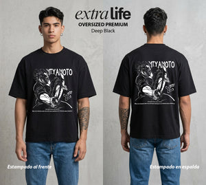 Los Combatientes del Submundo | Hijo del Ogro #04723 - Playera Oversized Premium | Deep Black - Foto en modelo