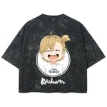 Playera streetwear premium de anime y gaming ExtraLife MX, corte boxy deluxe mineral wash heavyweight en color Acid Wash, moda urbana mexicana de culto.