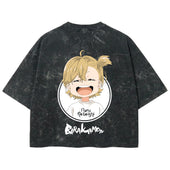 Playera streetwear premium de anime y gaming ExtraLife MX, corte boxy deluxe mineral wash heavyweight en color Acid Wash, moda urbana mexicana de culto.