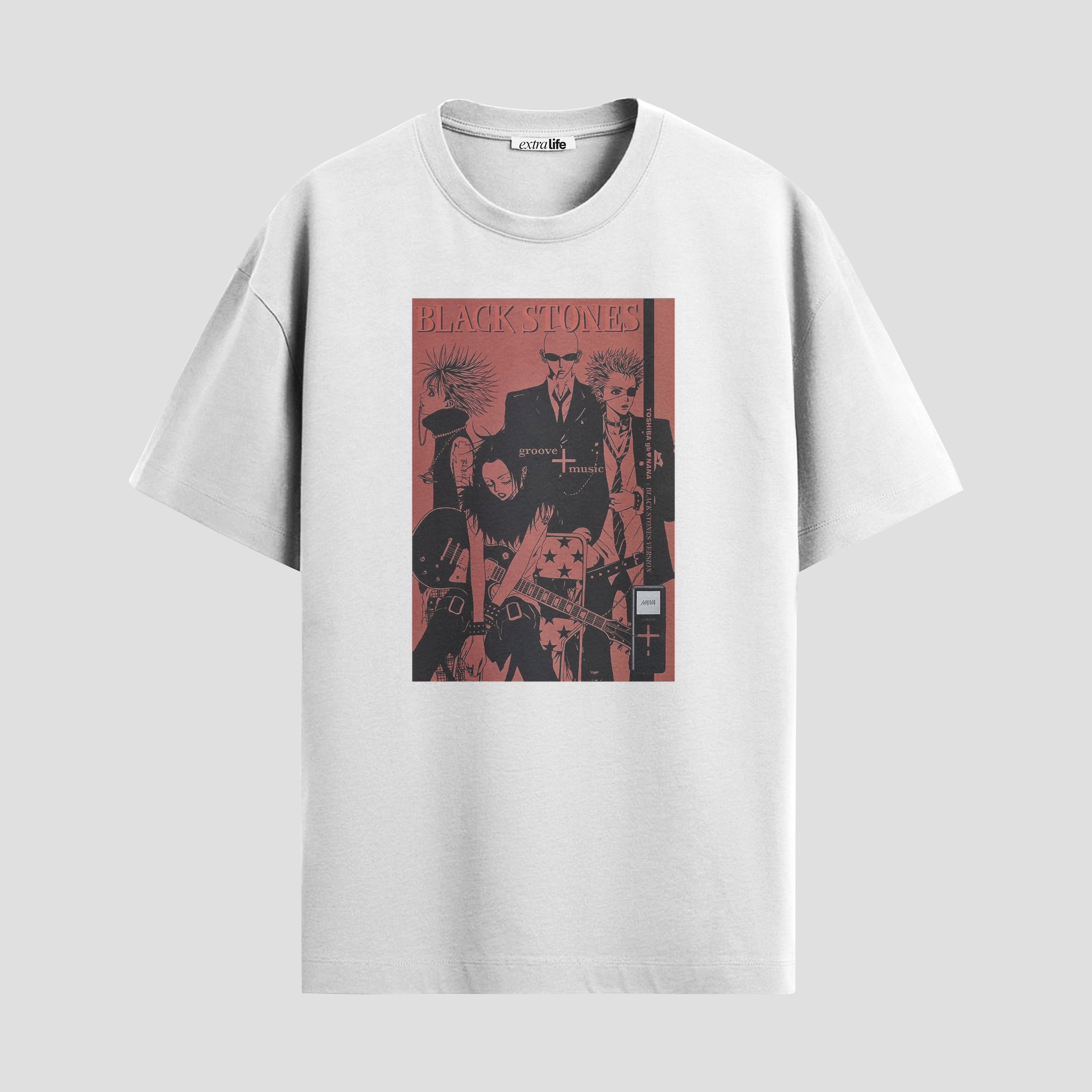 Playera urbana de anime y gaming ExtraLife MX, corte Standard Fit unisex ligero y transpirable en color Deep Black y Pure White, ropa de uso diario para gym y casual.