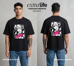 Dos Destinos Un Nombre | Reina del Rock II #04727 - Playera Oversized Premium | Deep Black - Foto en modelo
