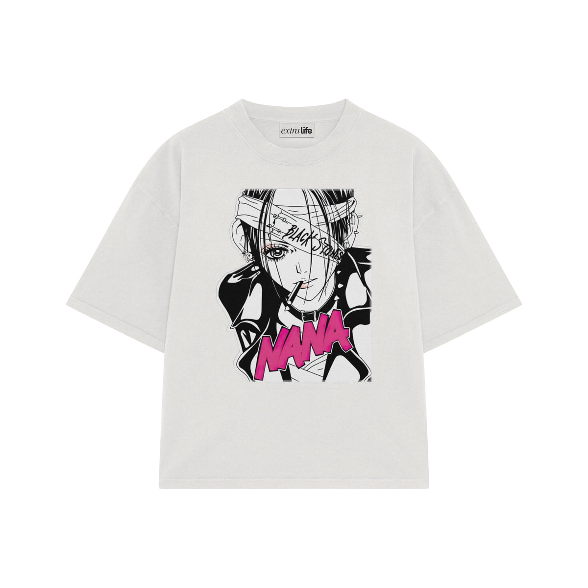 Playera streetwear premium de anime y gaming ExtraLife MX, corte oversized drop shoulder ligero y fresco en color Deep Black y Off-White, moda urbana mexicana de culto.