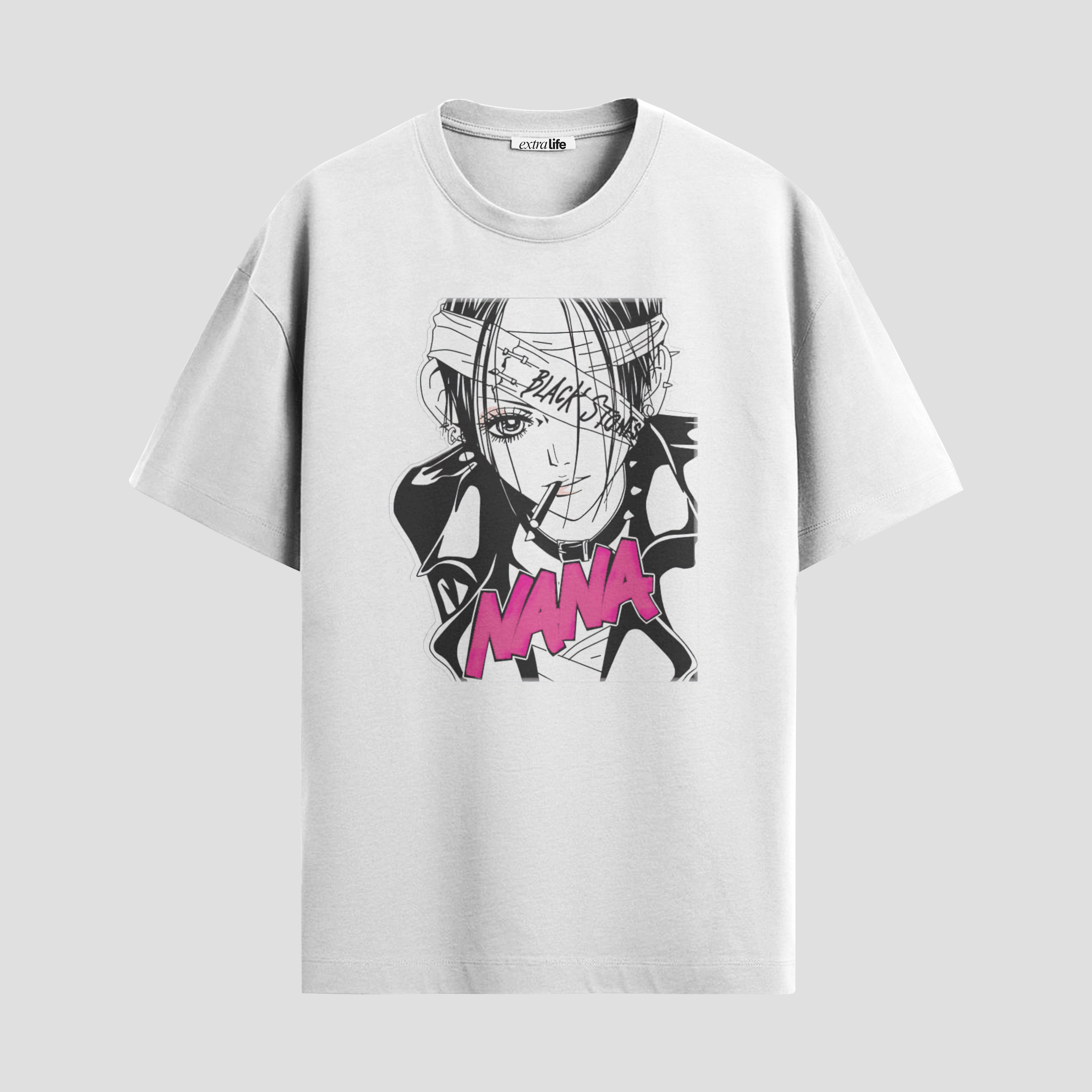 Playera urbana de anime y gaming ExtraLife MX, corte Standard Fit unisex ligero y transpirable en color Deep Black y Pure White, ropa de uso diario para gym y casual.