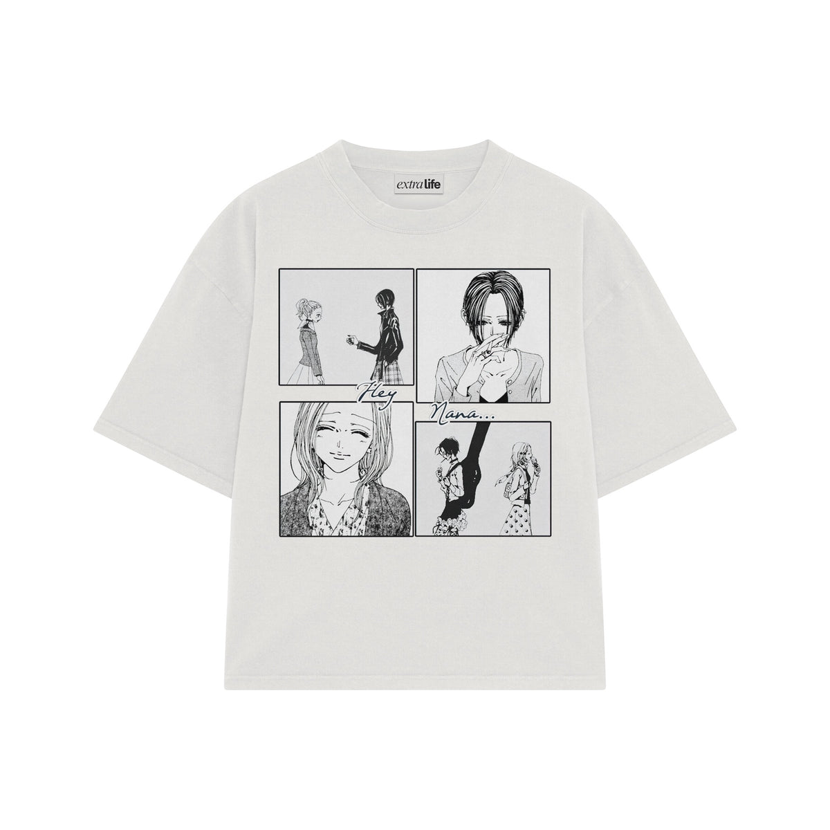 Playera streetwear premium de anime y gaming ExtraLife MX, corte oversized drop shoulder ligero y fresco en color Deep Black y Off-White, moda urbana mexicana de culto.