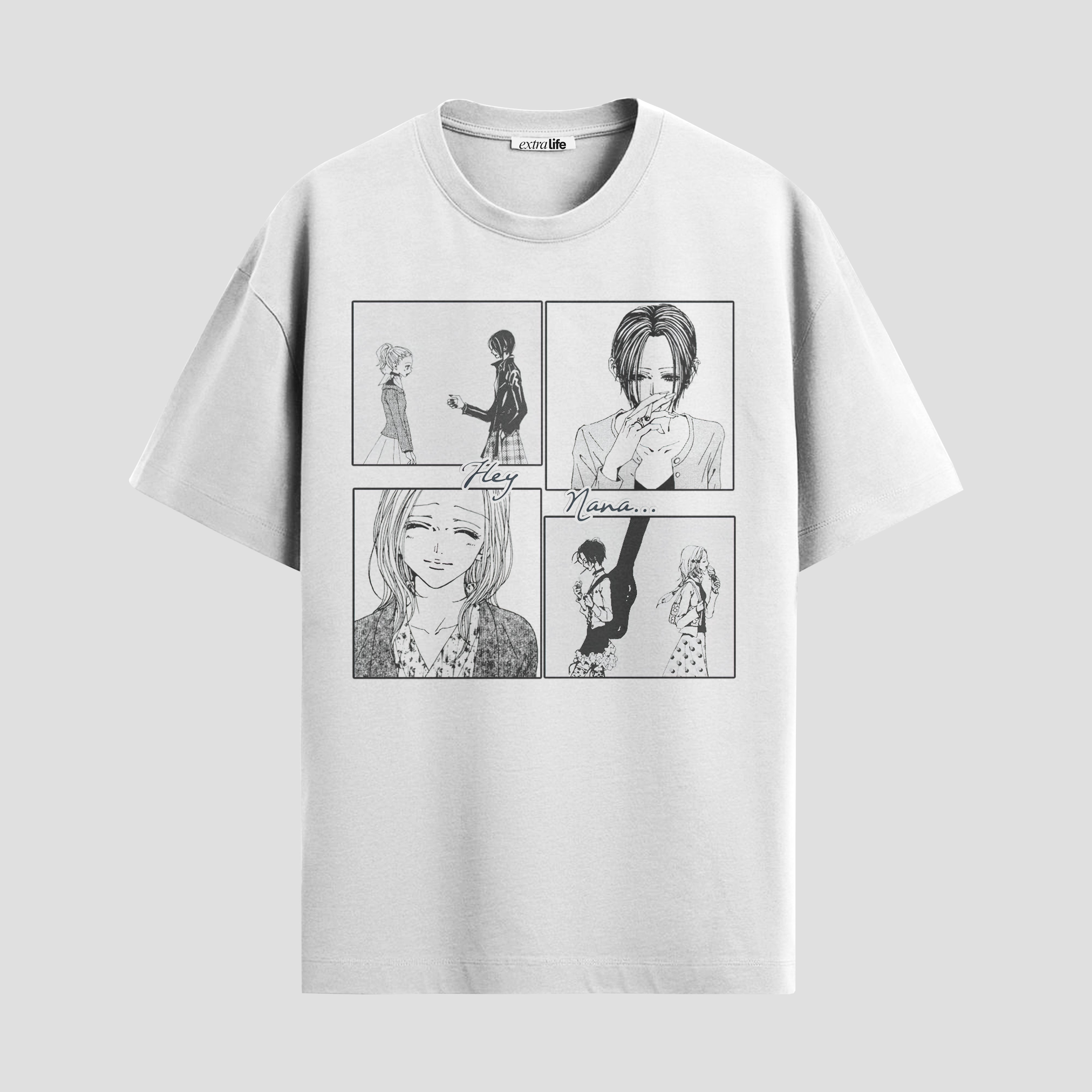 Playera urbana de anime y gaming ExtraLife MX, corte Standard Fit unisex ligero y transpirable en color Deep Black y Pure White, ropa de uso diario para gym y casual.