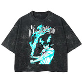 Playera streetwear premium de anime y gaming ExtraLife MX, corte boxy deluxe mineral wash heavyweight en color Acid Wash, moda urbana mexicana de culto.
