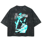 Playera streetwear premium de anime y gaming ExtraLife MX, corte boxy deluxe mineral wash heavyweight en color Acid Wash, moda urbana mexicana de culto.
