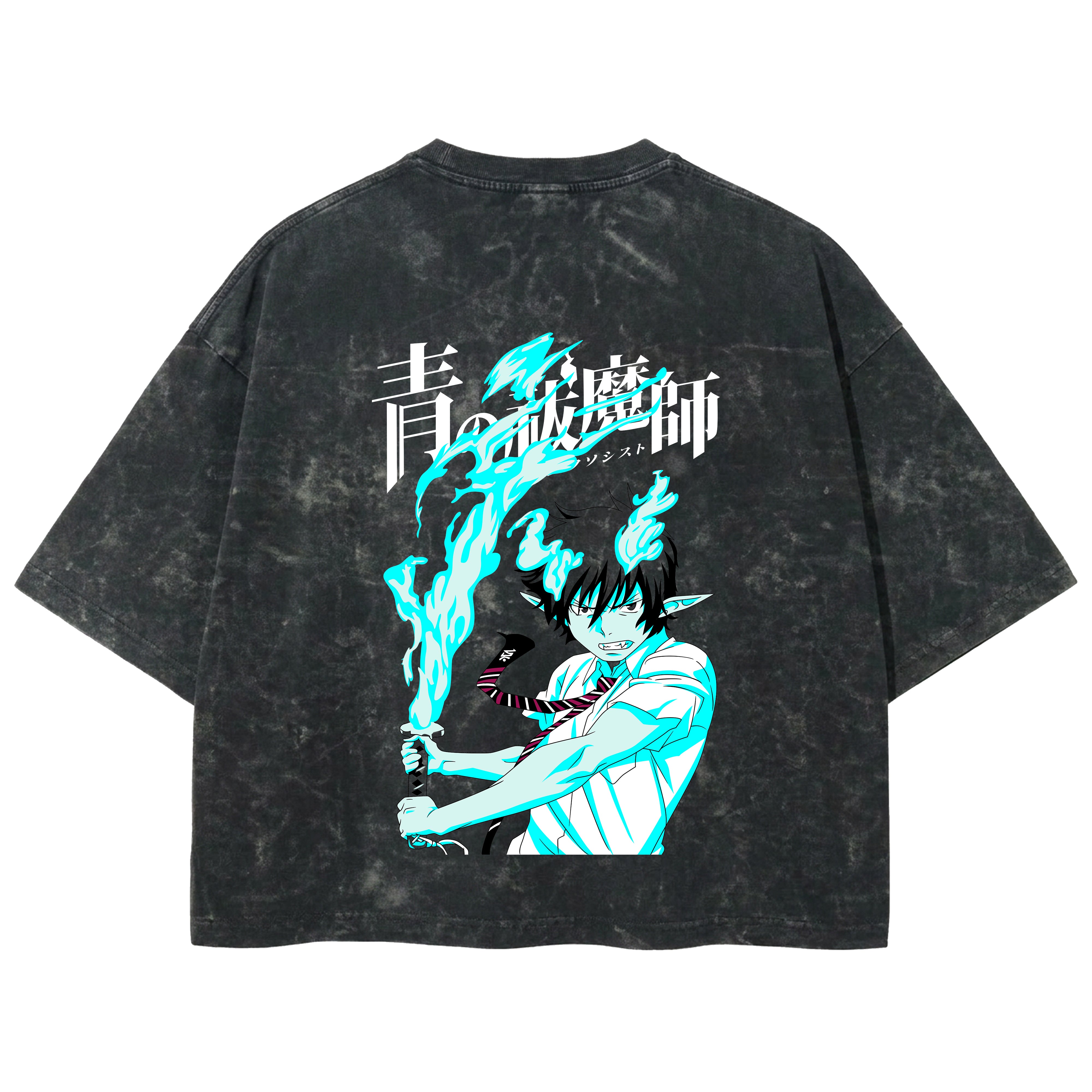 Playera streetwear premium de anime y gaming ExtraLife MX, corte boxy deluxe mineral wash heavyweight en color Acid Wash, moda urbana mexicana de culto.