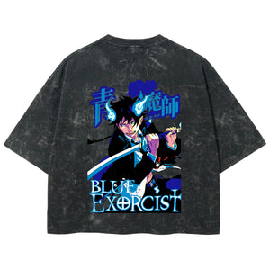 Playera streetwear premium de anime y gaming ExtraLife MX, corte boxy deluxe mineral wash heavyweight en color Acid Wash, moda urbana mexicana de culto.