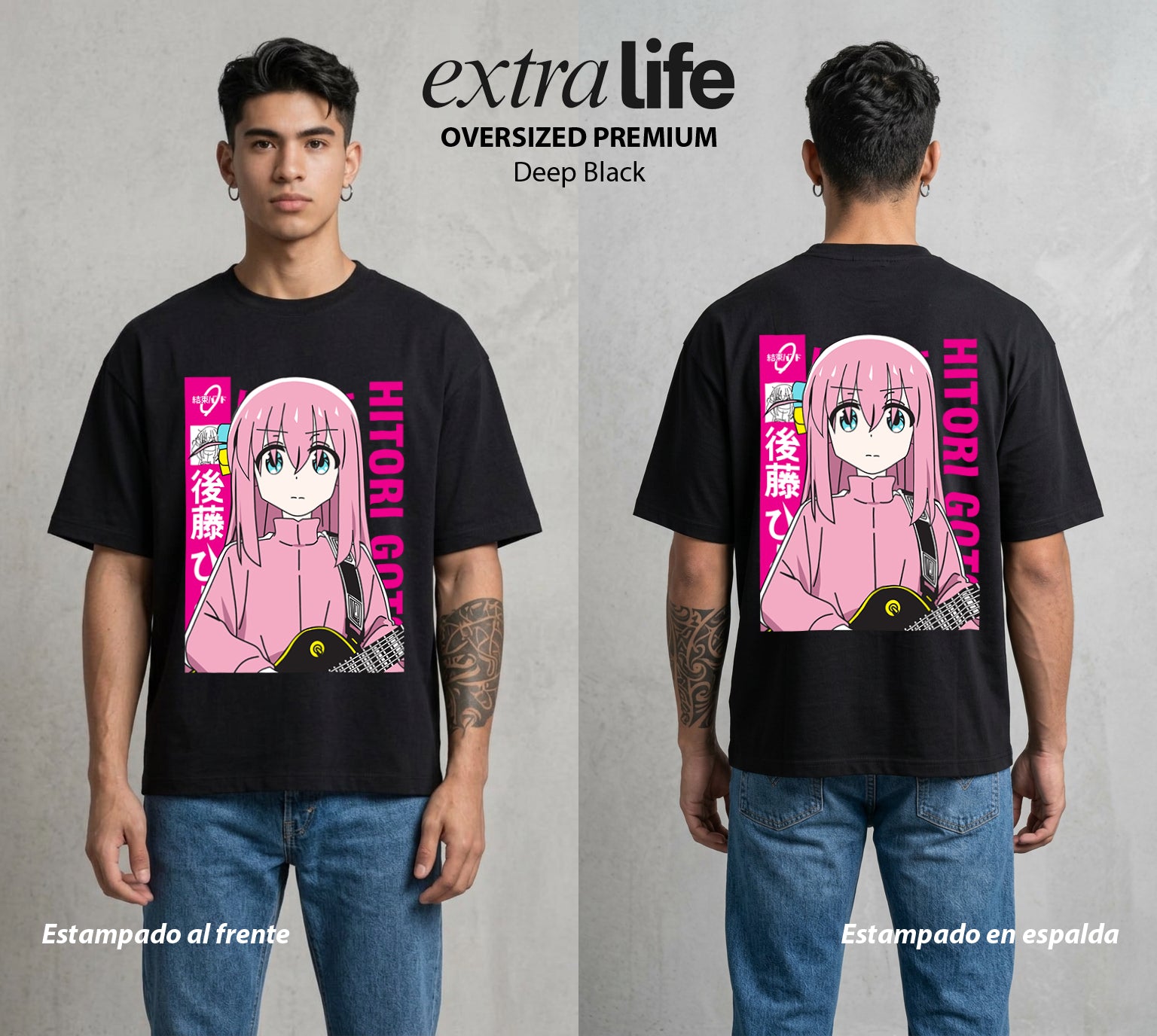 Del Cuarto al Escenario | Solista en Silencio #04734 - Playera Oversized Premium | Deep Black - Foto en modelo