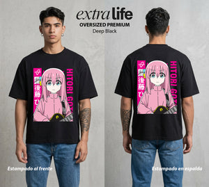 Del Cuarto al Escenario | Solista en Silencio #04734 - Playera Oversized Premium | Deep Black - Foto en modelo