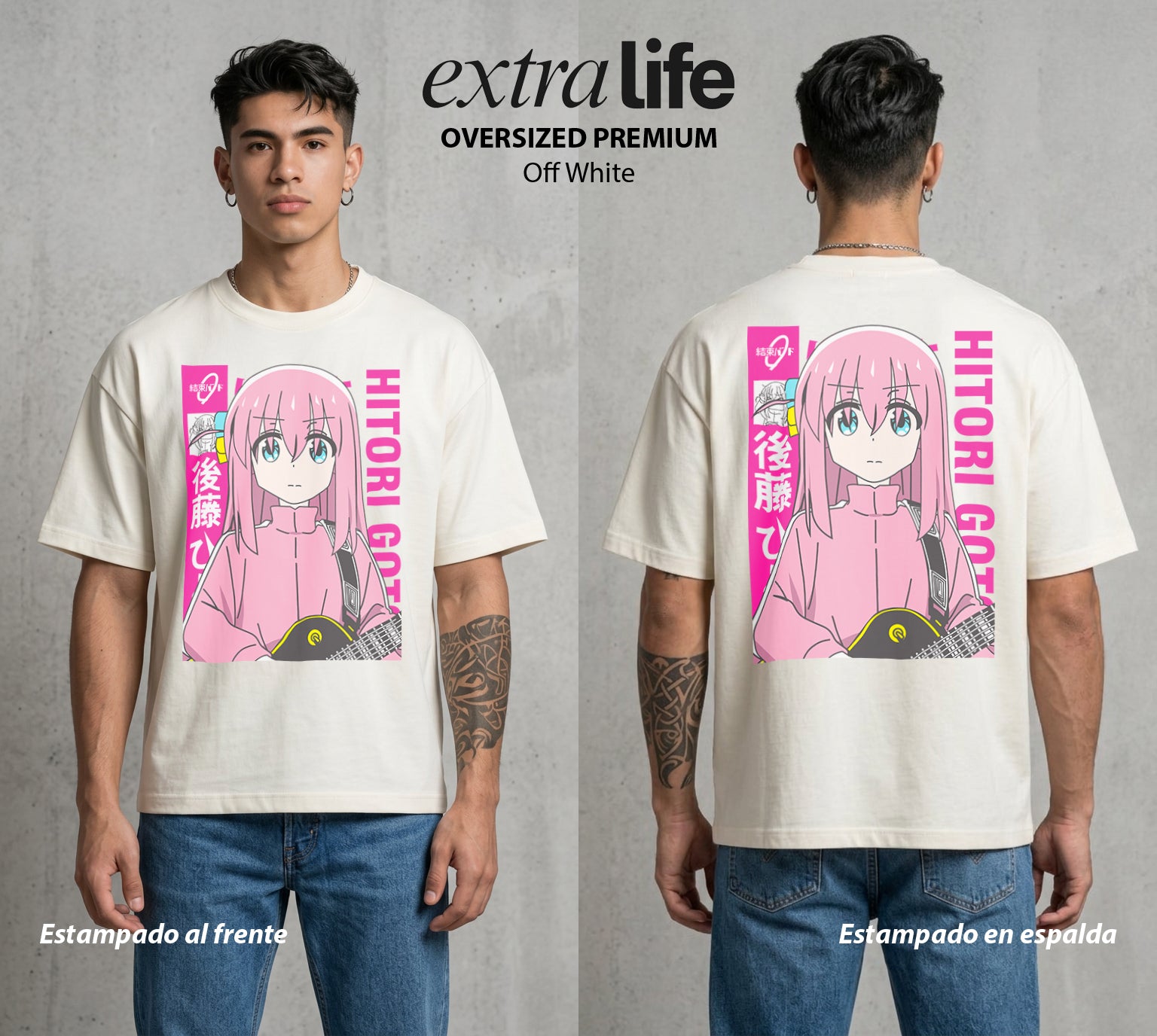 Del Cuarto al Escenario | Solista en Silencio #04734 - Playera Oversized Premium | Off White - Foto en modelo