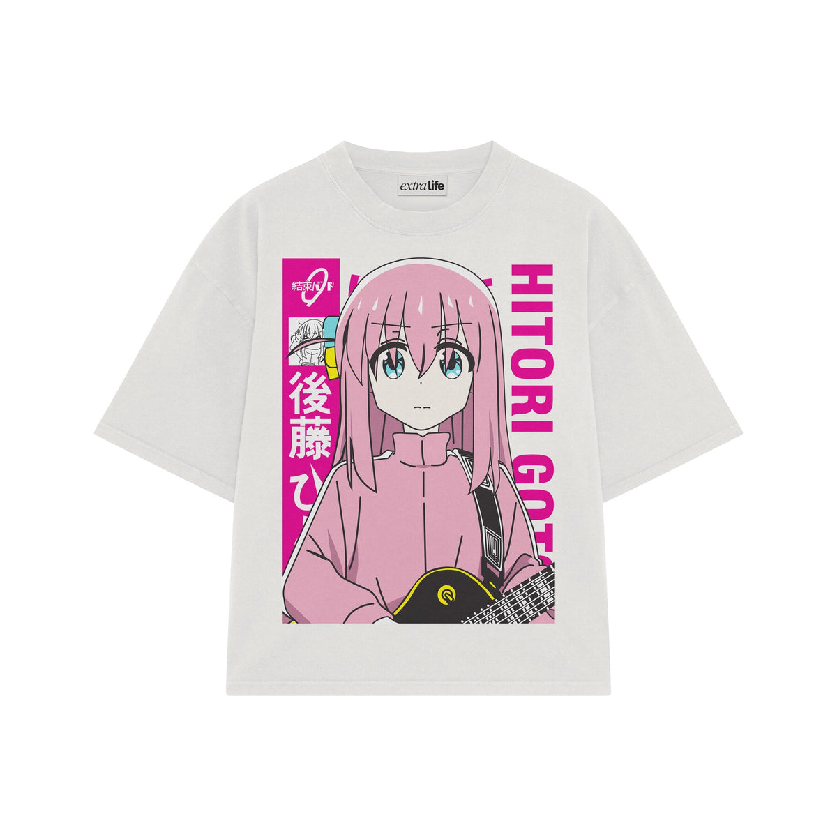 Playera streetwear premium de anime y gaming ExtraLife MX, corte oversized drop shoulder ligero y fresco en color Deep Black y Off-White, moda urbana mexicana de culto.