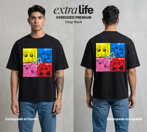 Del Cuarto al Escenario | Riff Solitario #04736 - Playera Oversized Premium | Deep Black - Foto en modelo
