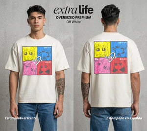 Del Cuarto al Escenario | Riff Solitario #04736 - Playera Oversized Premium | Off White - Foto en modelo