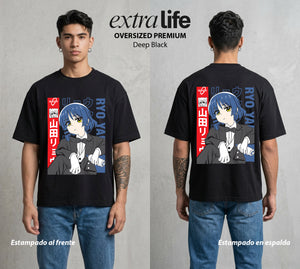 Del Cuarto al Escenario | Acorde del Alma #04738 - Playera Oversized Premium | Deep Black - Foto en modelo