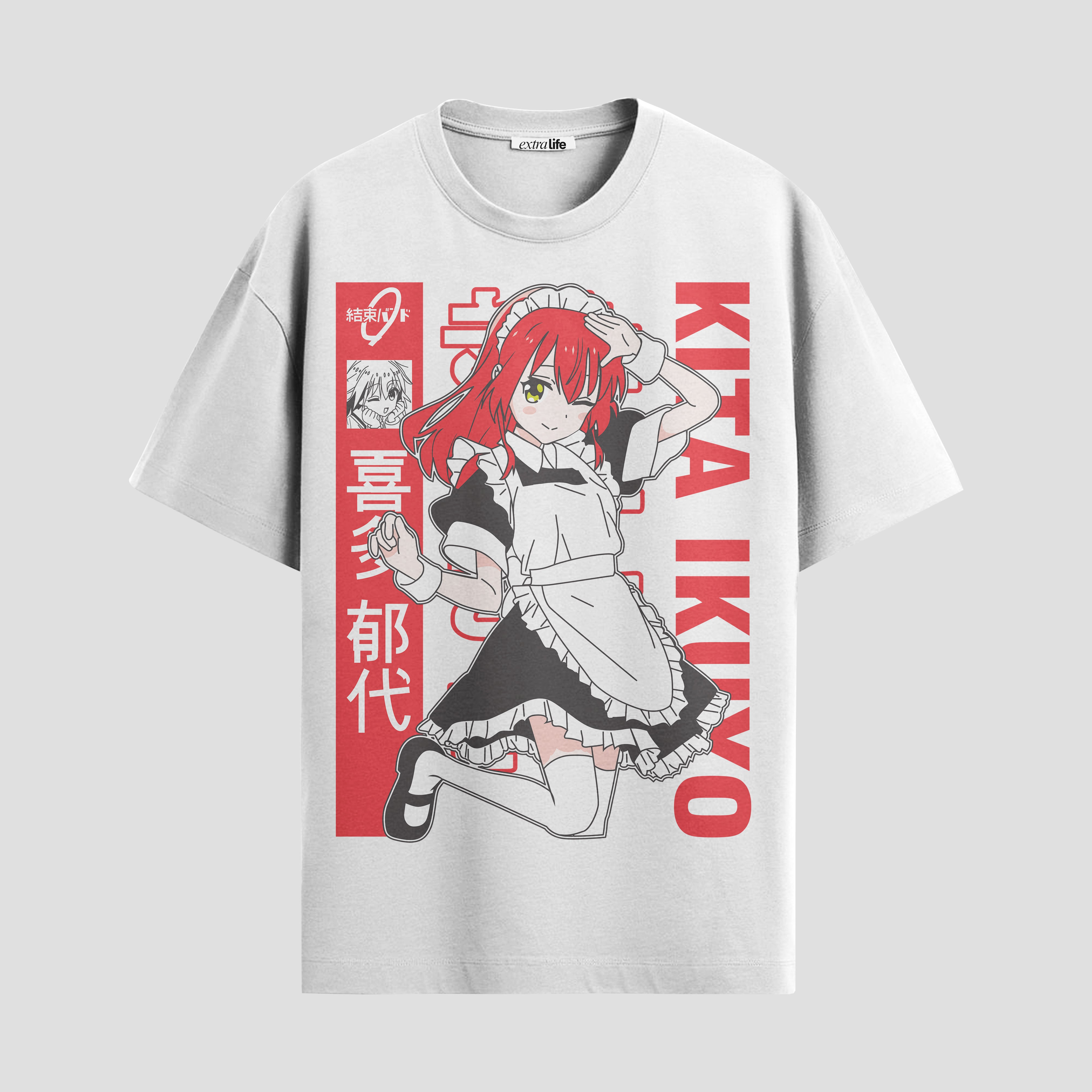 Playera urbana de anime y gaming ExtraLife MX, corte Standard Fit unisex ligero y transpirable en color Deep Black y Pure White, ropa de uso diario para gym y casual.