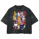 Playera streetwear premium de anime y gaming ExtraLife MX, corte boxy deluxe mineral wash heavyweight en color Acid Wash, moda urbana mexicana de culto.
