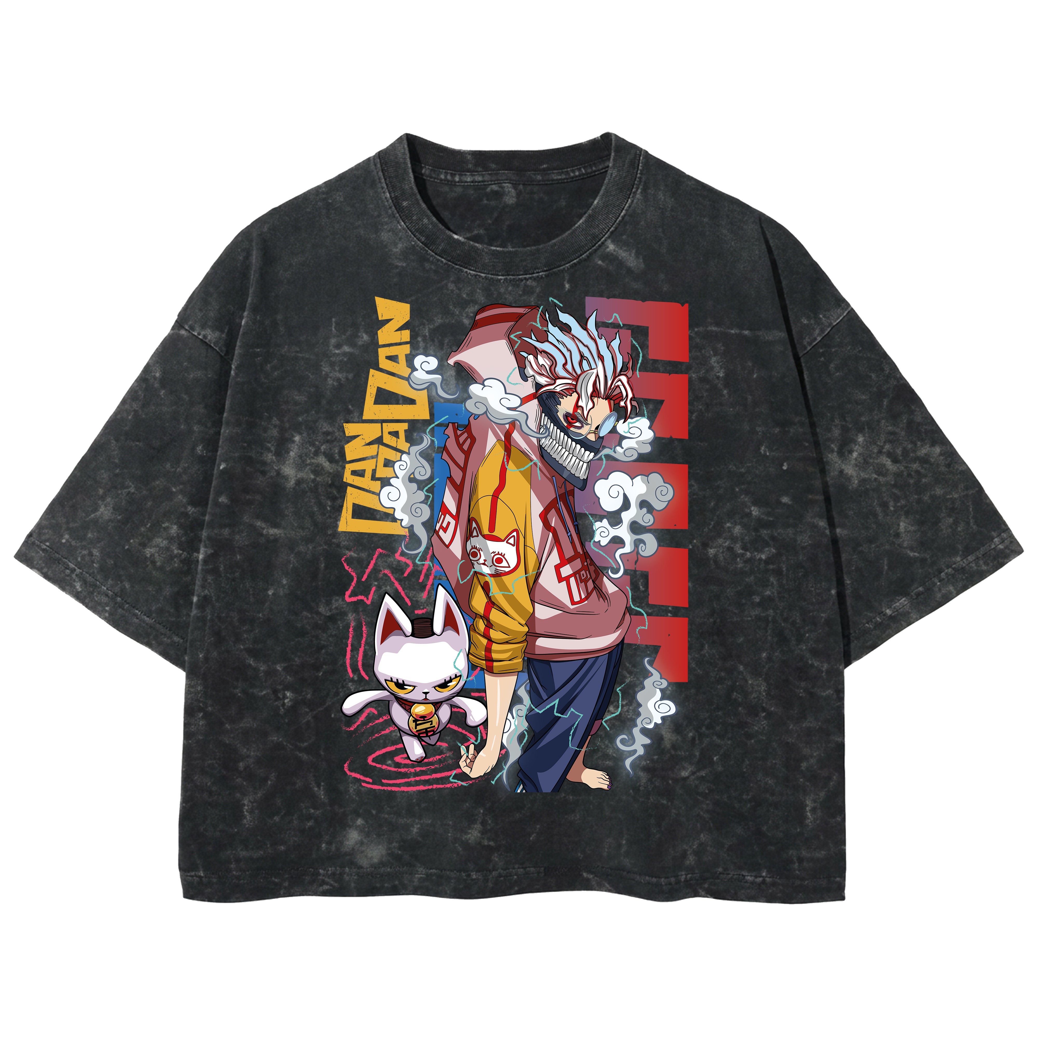 Playera streetwear premium de anime y gaming ExtraLife MX, corte boxy deluxe mineral wash heavyweight en color Acid Wash, moda urbana mexicana de culto.
