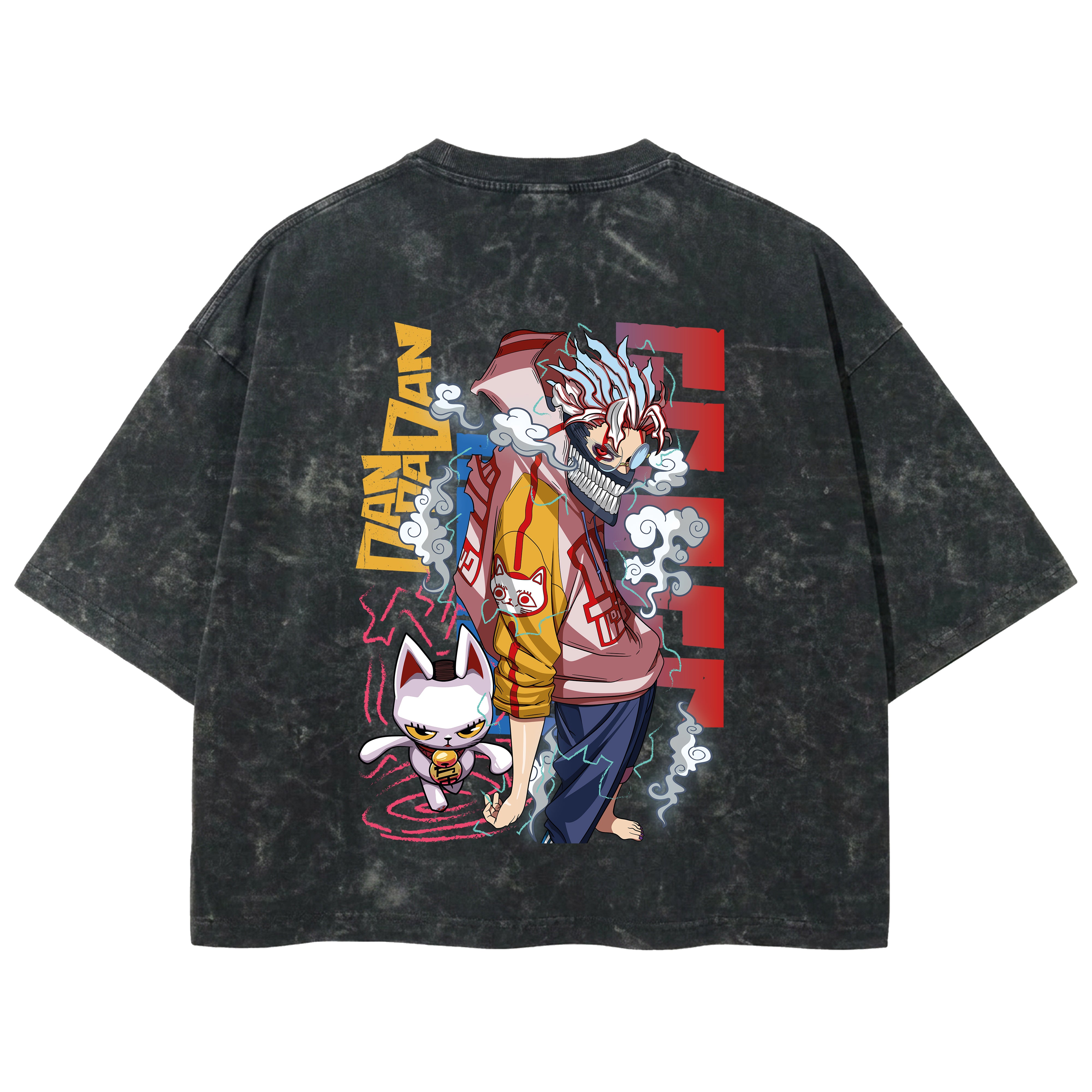 Playera streetwear premium de anime y gaming ExtraLife MX, corte boxy deluxe mineral wash heavyweight en color Acid Wash, moda urbana mexicana de culto.
